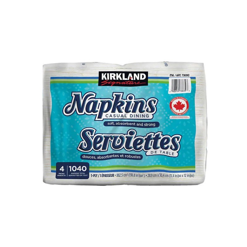 Kirkland Signature White Napkins 6x6" 660's