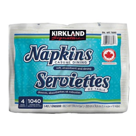 Kirkland Signature White Napkins 6x6" 660's